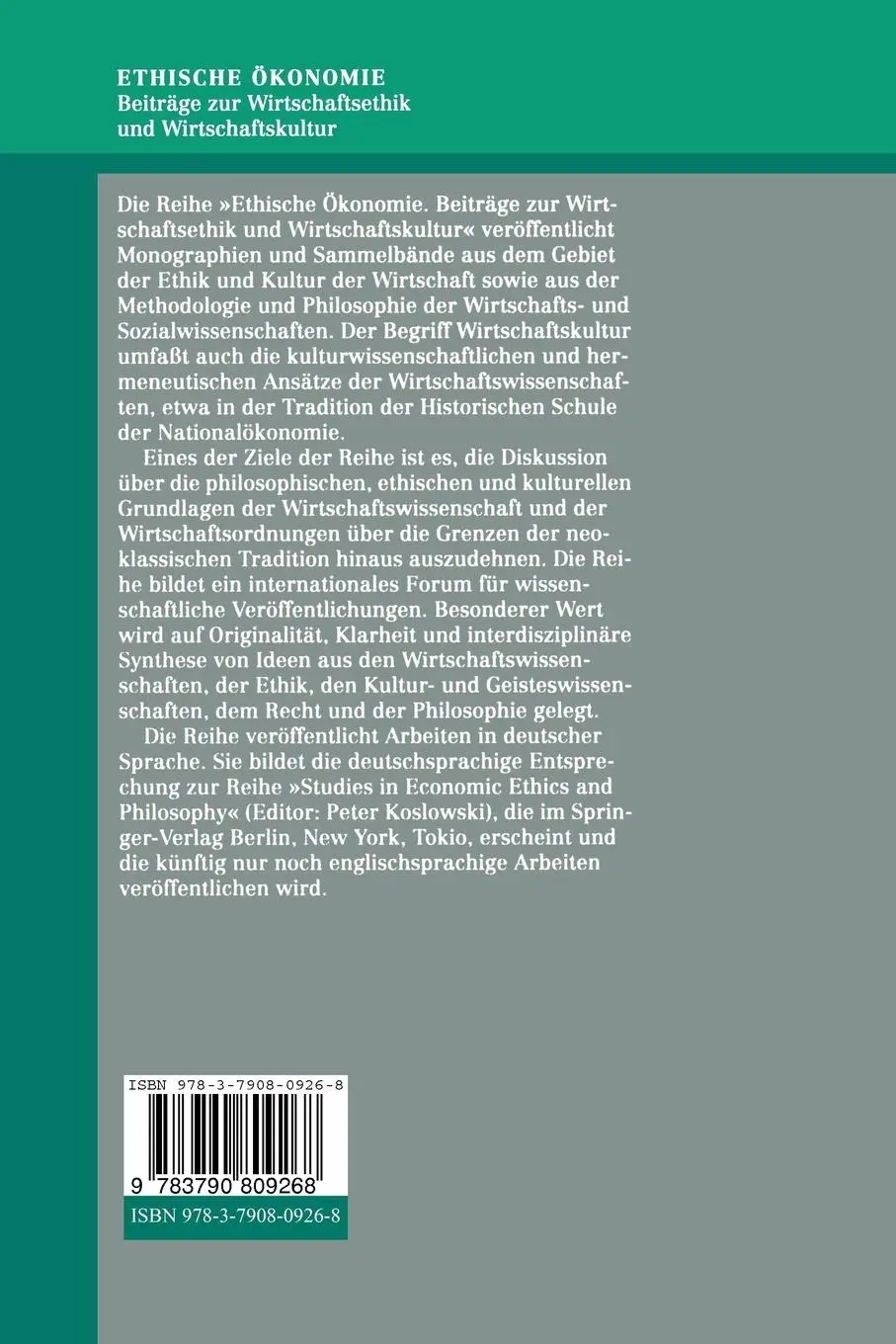 Rückseite: 9783790809268 | Sozialistische Marktwirtschaft Soziale Marktwirtschaft | Chen (u. a.)