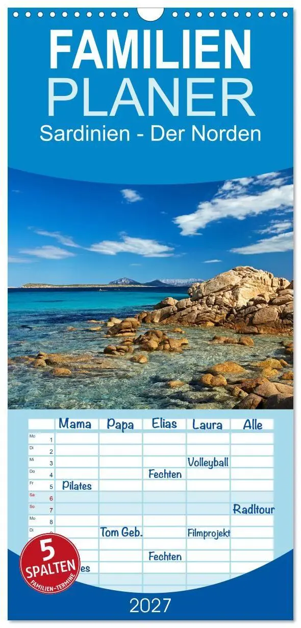 Cover: 9783594329368 | Familienplaner 2027 - Sardinien - Der Norden mit 5 Spalten...
