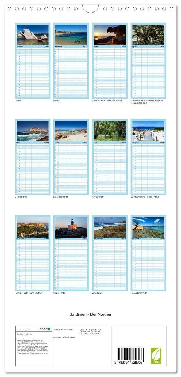 Bild: 9783594329368 | Familienplaner 2027 - Sardinien - Der Norden mit 5 Spalten...