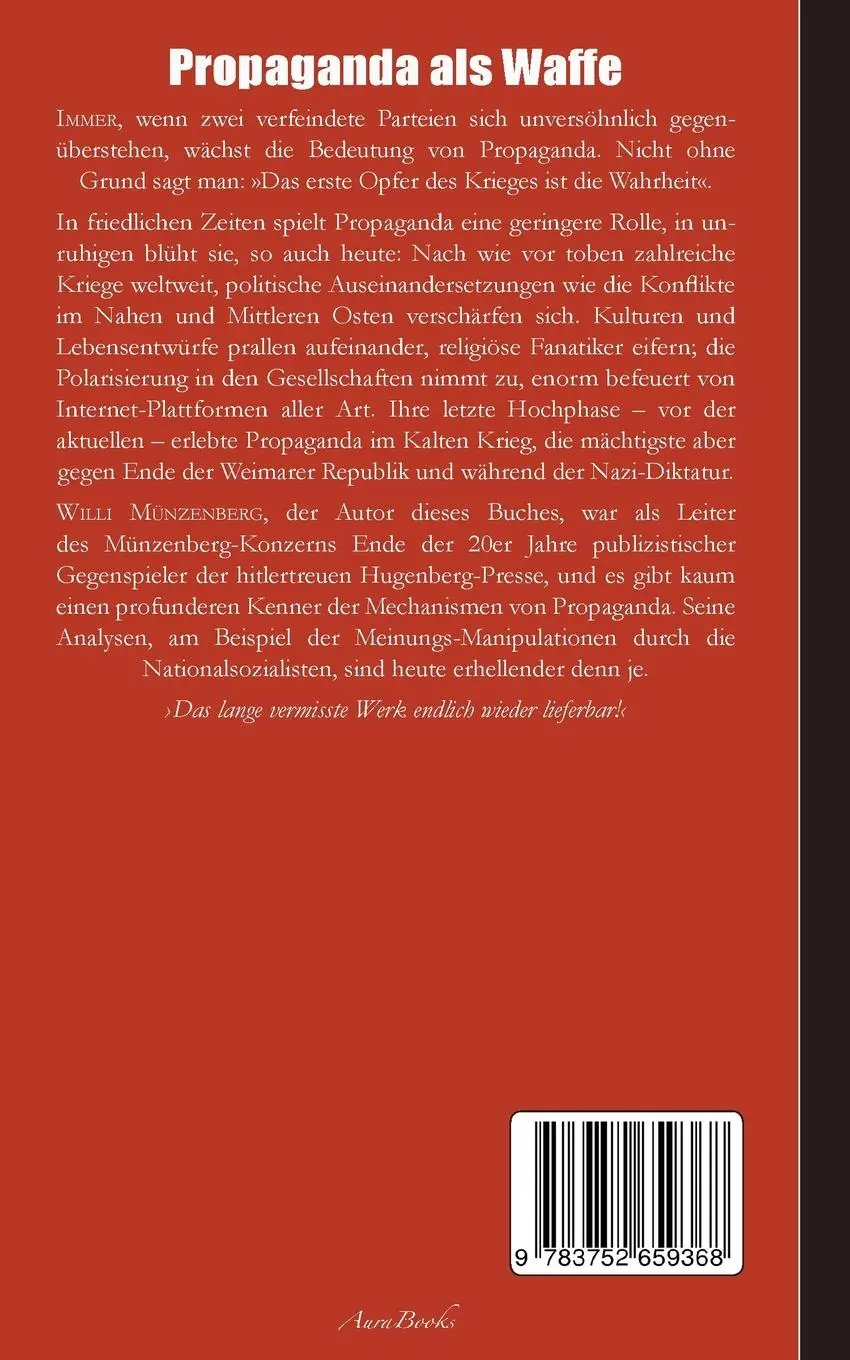 Rückseite: 9783752659368 | Propaganda als Waffe | Willi Münzenberg | Taschenbuch | Paperback