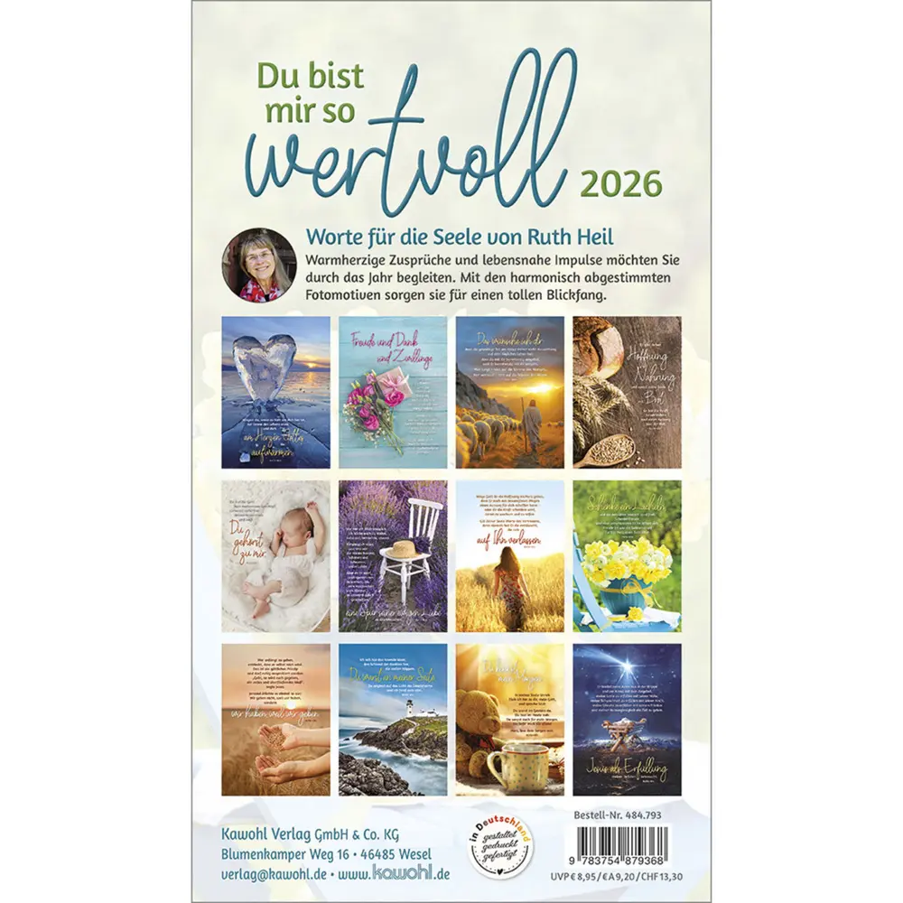 Bild: 9783754879368 | Du bist mir so wertvoll 2026 | Postkarten-Kalender von Ruth Heil