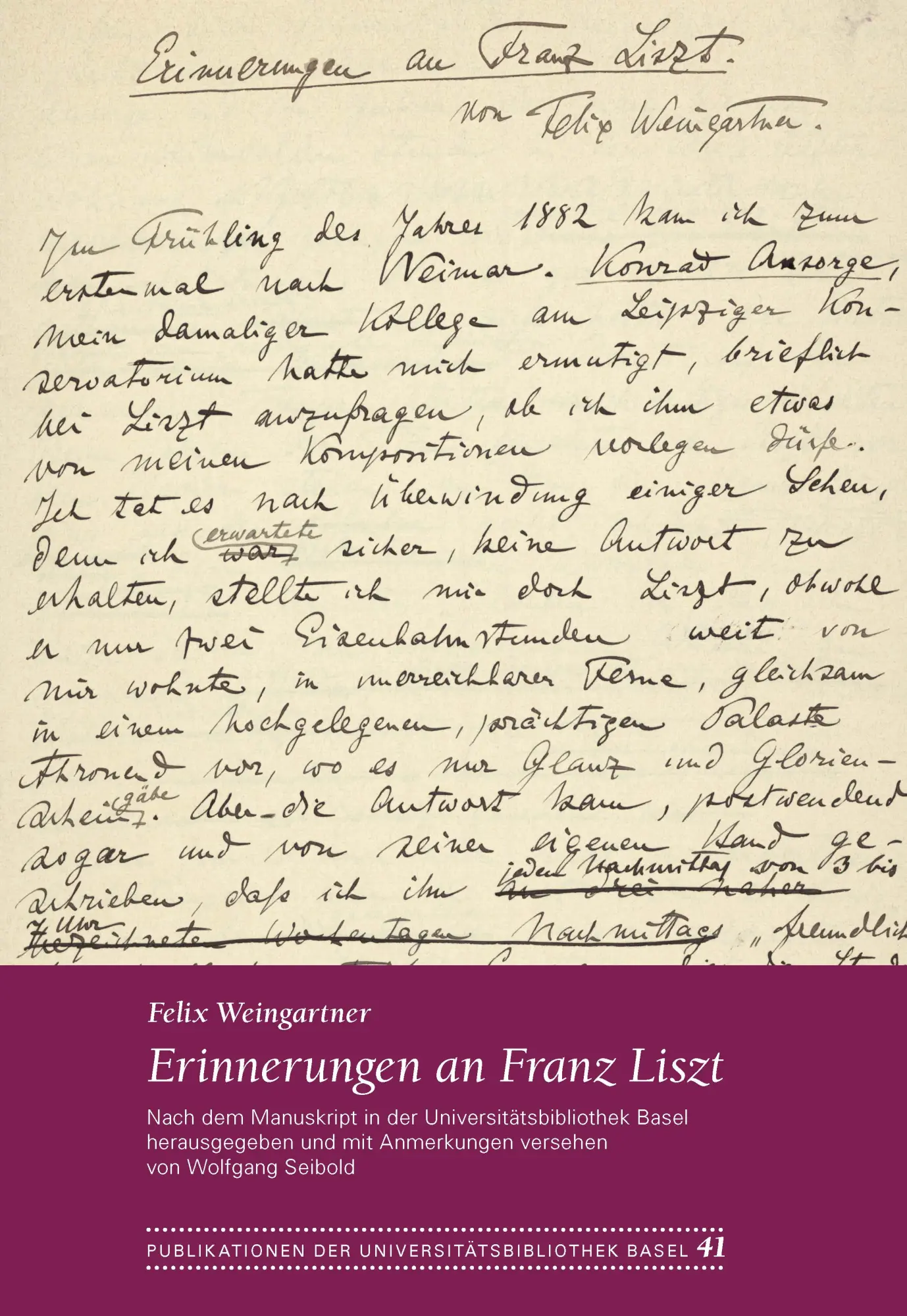 Cover: 9783796529368 | Erinnerungen an Franz Liszt | Felix Weingartner (u. a.) | Taschenbuch