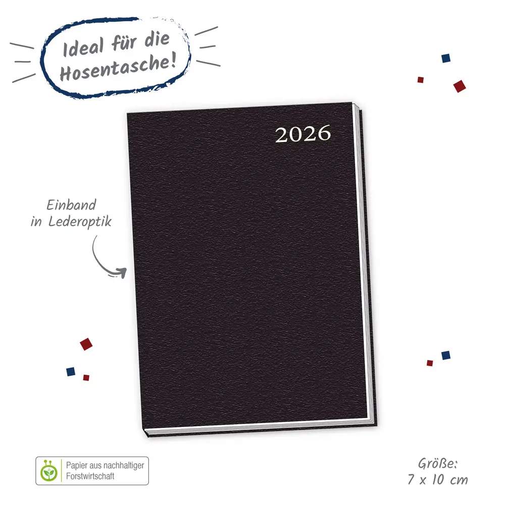 Bild: 4251901509468 | Trötsch Taschenkalender A7 Schwarz 2026 | Mini-Terminkalender | Co.KG
