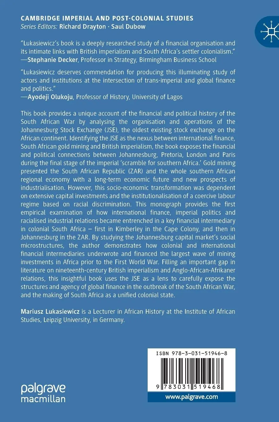 Rückseite: 9783031519468 | Gold, Finance and Imperialism in South Africa, 1887-1902 | Lukasiewicz