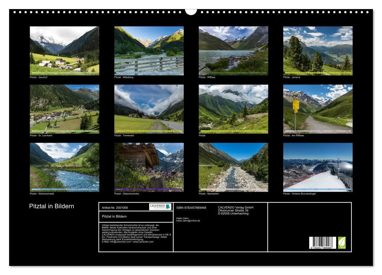 Bild: 9783457869468 | Pitztal in Bildern (Wandkalender 2026 DIN A2 quer), CALVENDO...