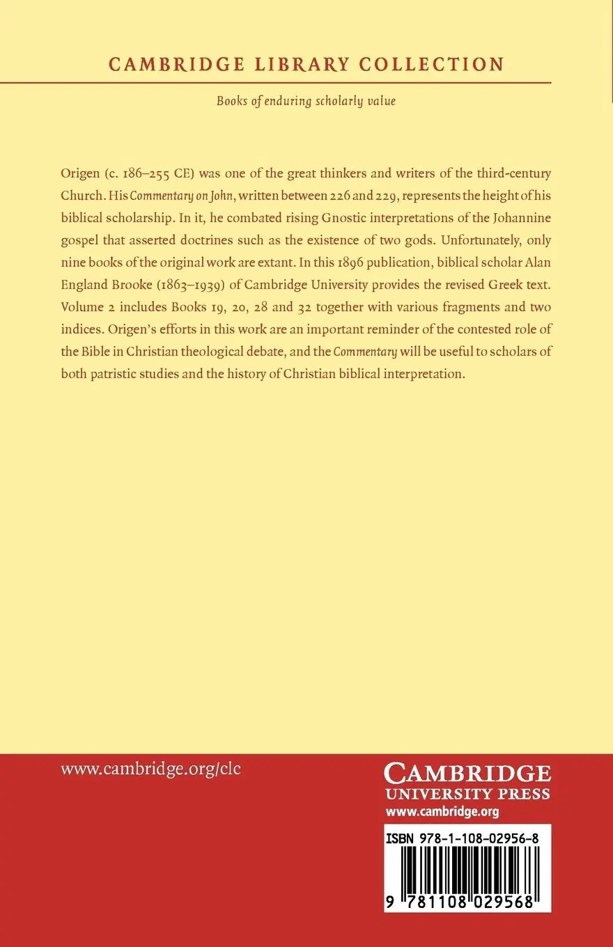 Rückseite: 9781108029568 | The Commentary of Origen on S. John's Gospel | Origen | Taschenbuch