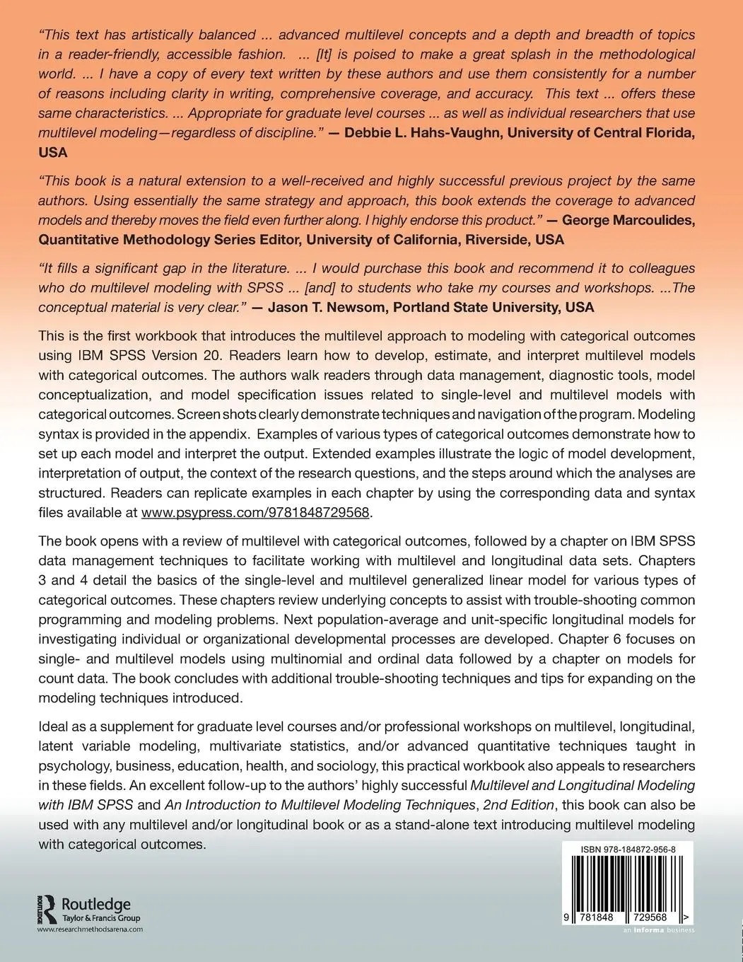 Rückseite: 9781848729568 | Multilevel Modeling of Categorical Outcomes Using IBM SPSS | Buch