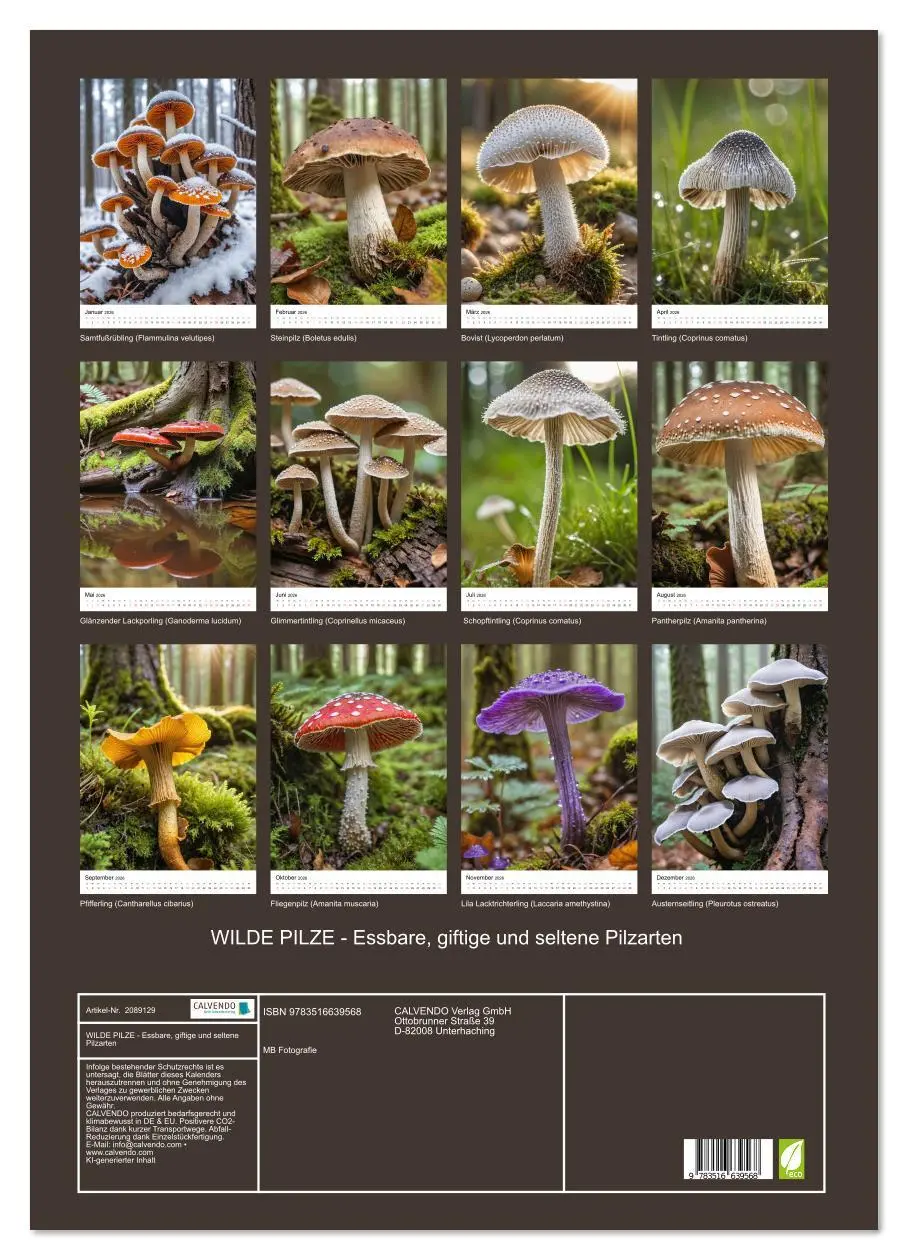 Bild: 9783516639568 | WILDE PILZE - Essbare, giftige und seltene Pilzarten (Wandkalender...