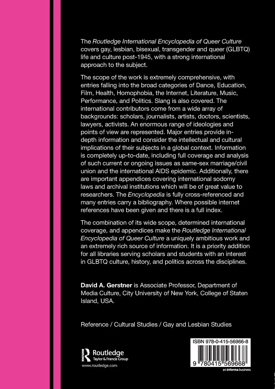 Rückseite: 9780415569668 | Routledge International Encyclopedia of Queer Culture | Gerstner
