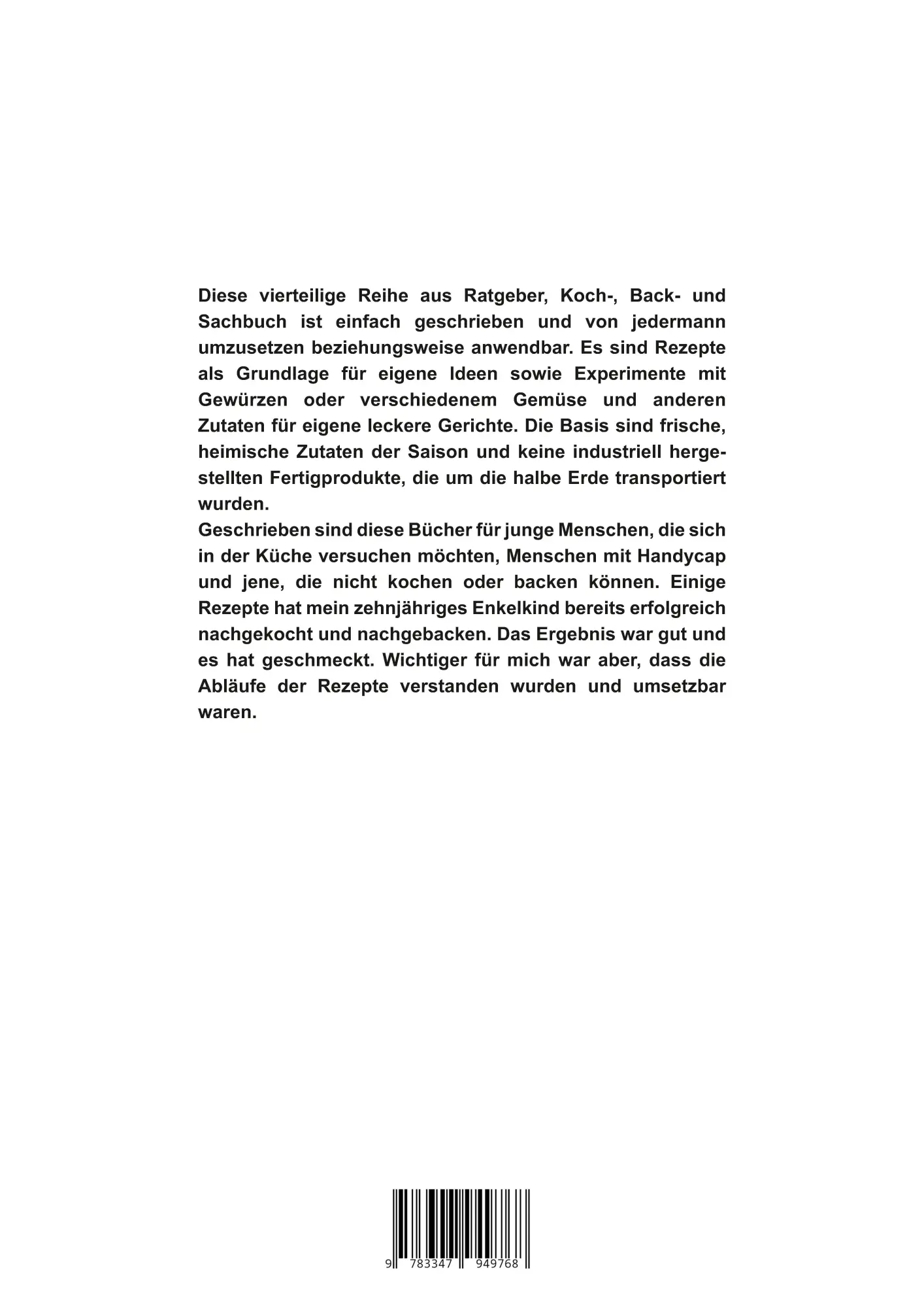 Rückseite: 9783347949768 | Kochen einfach für jedermann | Peter Neugebauer | Taschenbuch | 72 S.