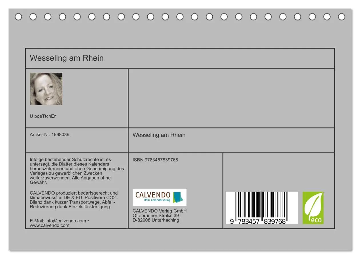 Bild: 9783457839768 | Wesseling am Rhein (Tischkalender 2026 DIN A5 quer), CALVENDO...