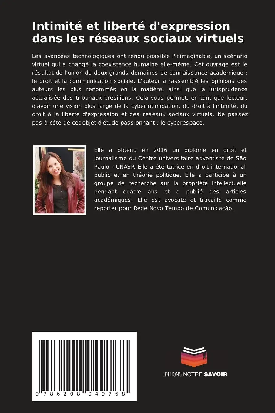 Rückseite: 9786208049768 | Intimité et liberté d'expression dans les réseaux sociaux virtuels