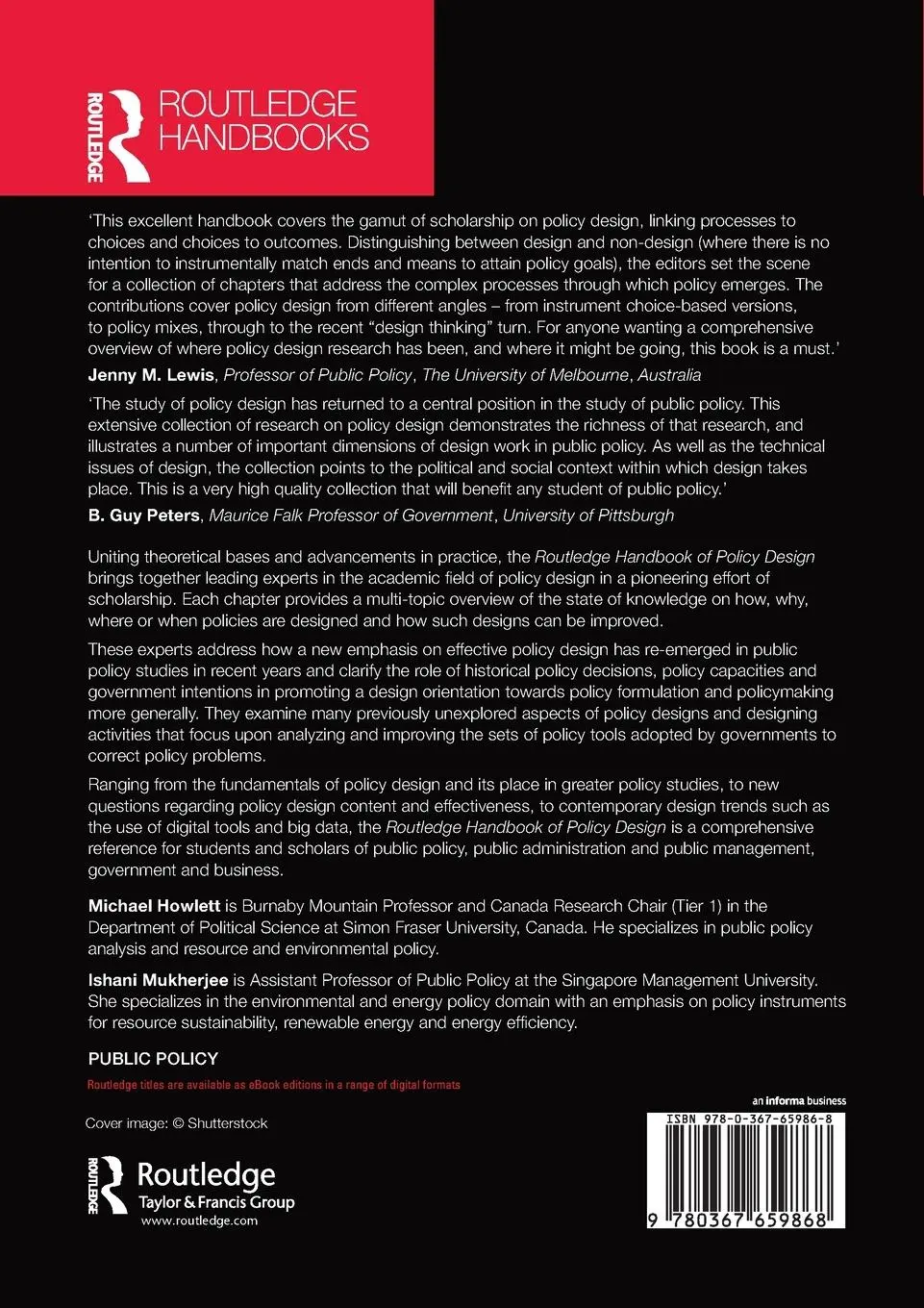 Rückseite: 9780367659868 | Routledge Handbook of Policy Design | Michael Howlett (u. a.) | Buch