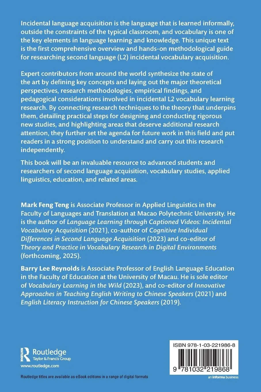 Rückseite: 9781032219868 | Researching Incidental Vocabulary Learning in a Second Language | Buch