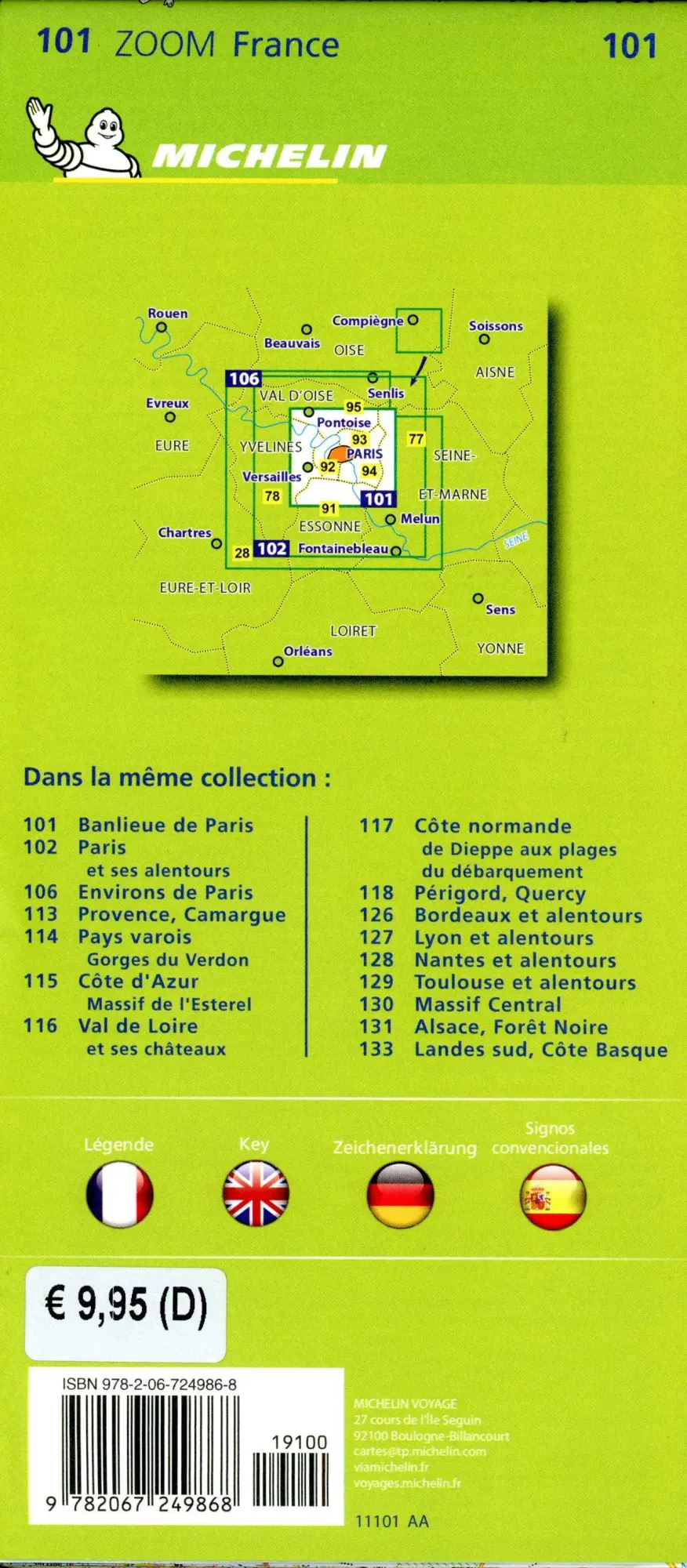 Bild: 9782067249868 | Michelin Vororte von Paris. Straßen- und Tourismuskarte 1:53.000
