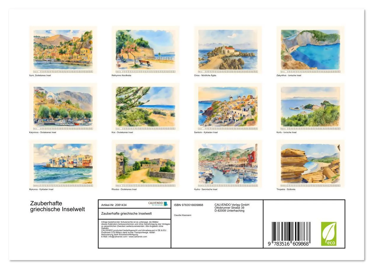 Bild: 9783516609868 | Zauberhafte griechische Inselwelt (Wandkalender 2026 DIN A4 quer),...