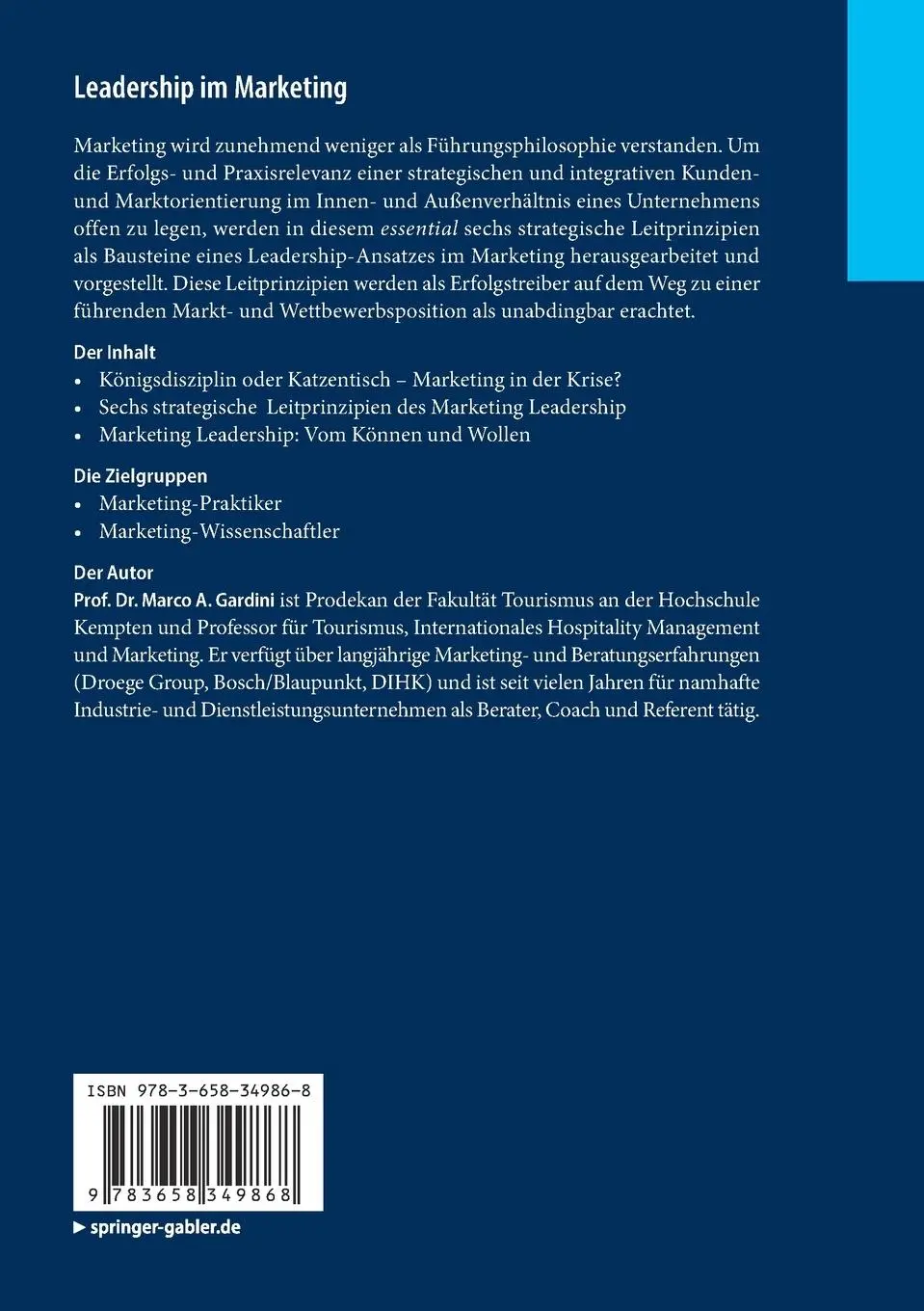 Rückseite: 9783658349868 | Leadership im Marketing | Marco A. Gardini | Taschenbuch | essentials