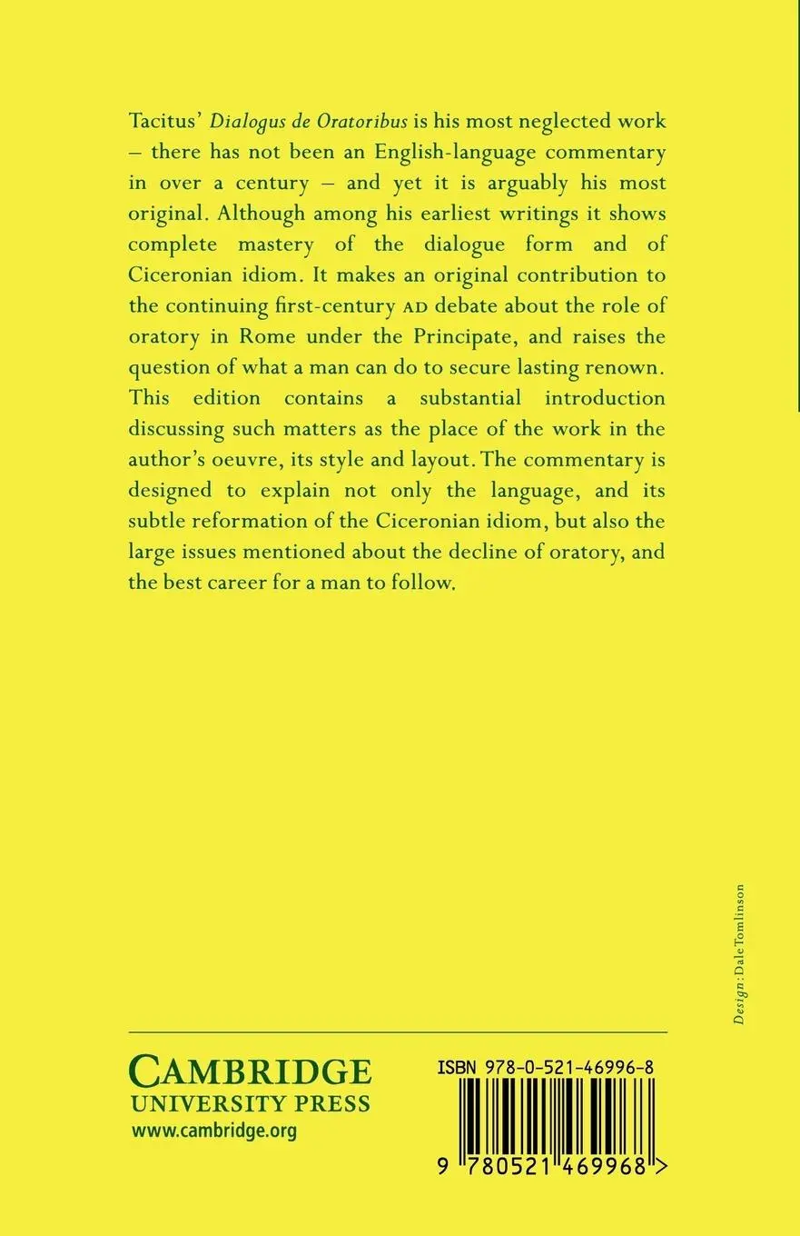 Rückseite: 9780521469968 | Dialogus de Oratoribus | Tacitus | Taschenbuch | Englisch | 2009