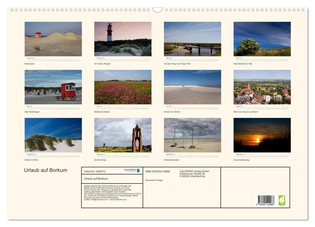 Bild: 9783594129968 | Urlaub auf Borkum (Wandkalender 2027 DIN A2 quer), CALVENDO...