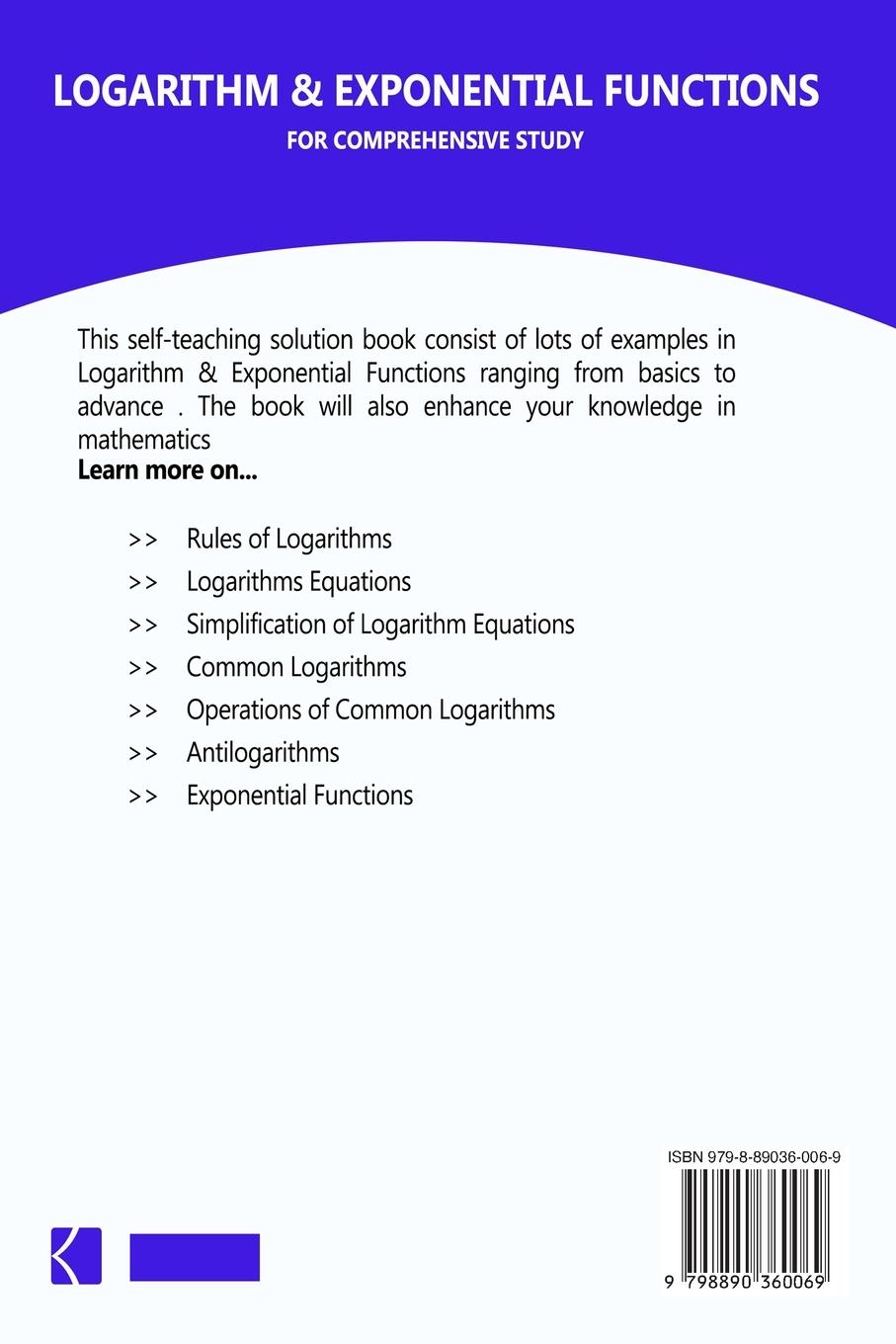 Rückseite: 9798890360069 | Logarithm &amp; Exponential Functions For Comprehensive Study | Adegboye