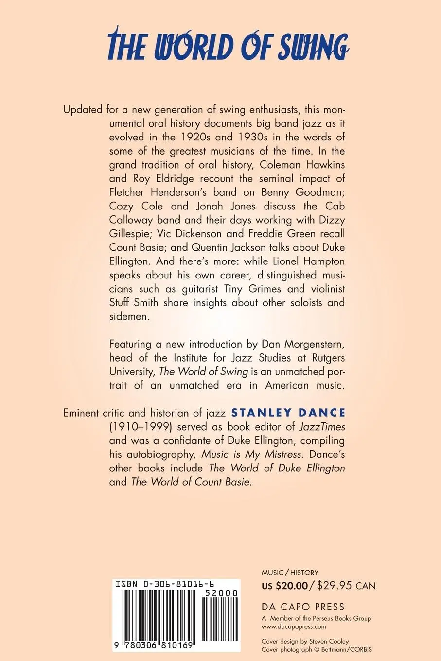Rückseite: 9780306810169 | World of Swing | An Oral History of Big Band Jazz | Stanley Dance