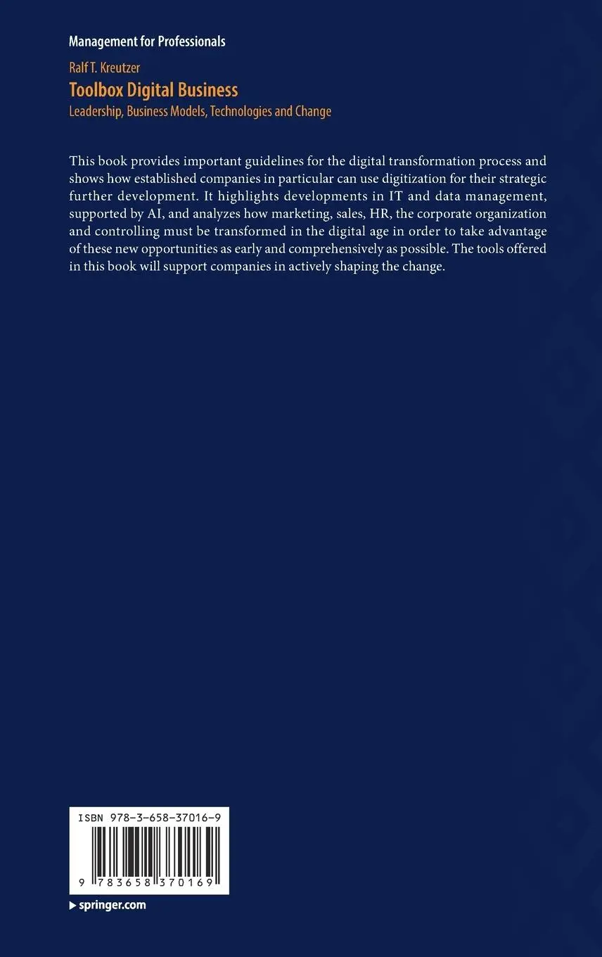 Rückseite: 9783658370169 | Toolbox Digital Business | Ralf T. Kreutzer | Buch | xxi | Englisch