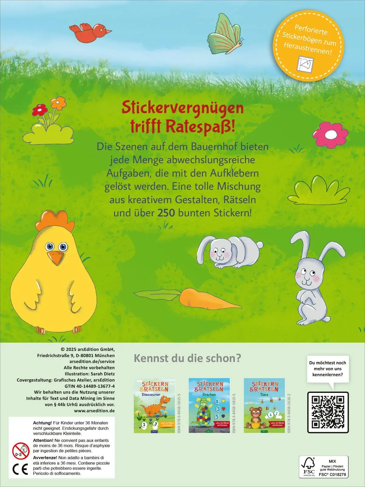 Rückseite: 9783845860169 | Stickern &amp; Rätseln - Bauernhof | Löse die Rätsel mit Stickern | Sauter