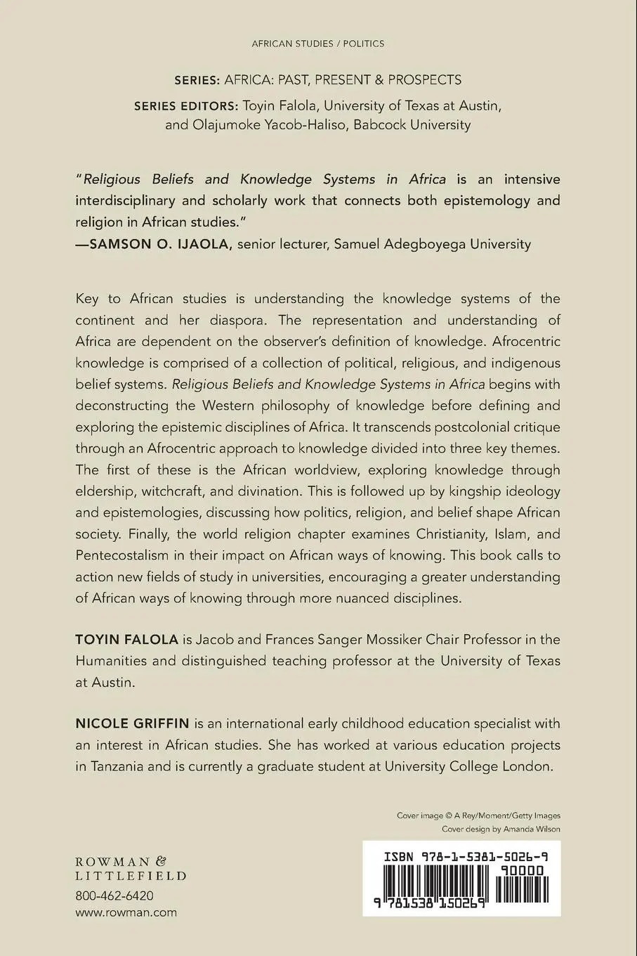 Rückseite: 9781538150269 | Religious Beliefs and Knowledge Systems in Africa | Falola (u. a.)