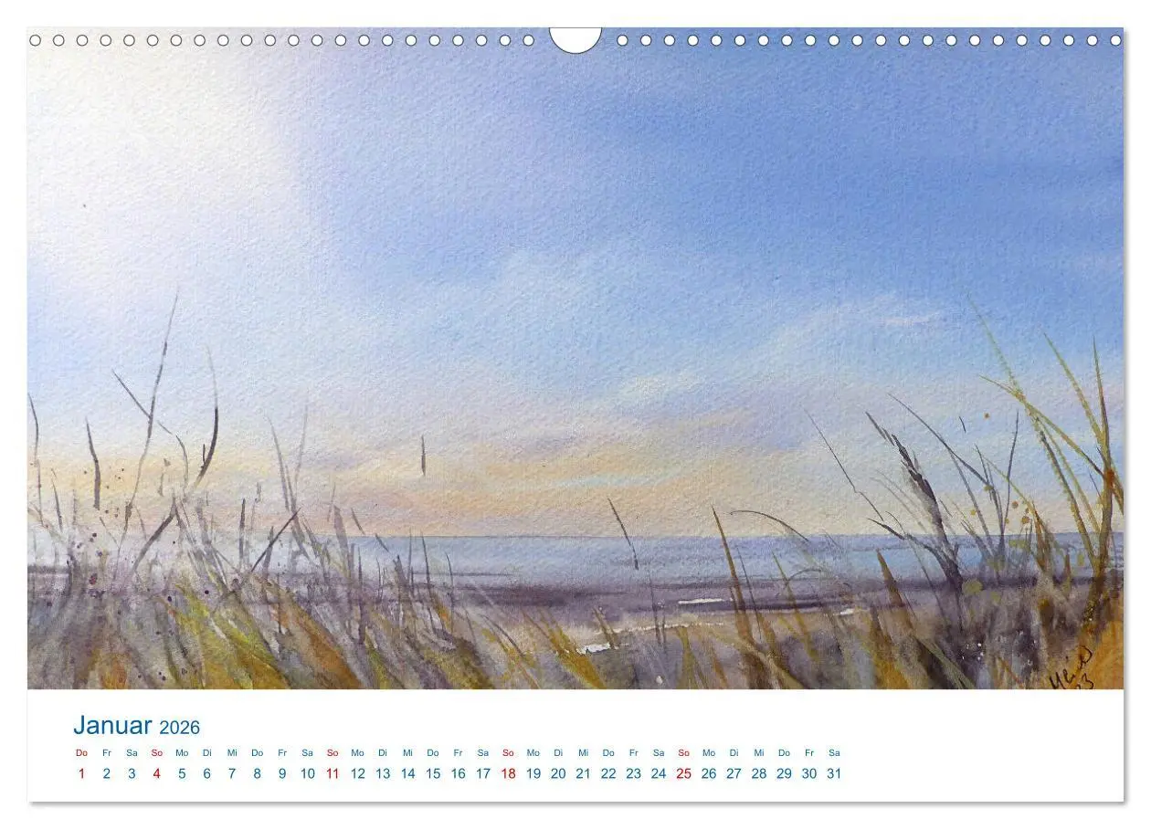 Bild: 9783457390269 | Föhr - Aquarelle (Wandkalender 2026 DIN A3 quer), CALVENDO...