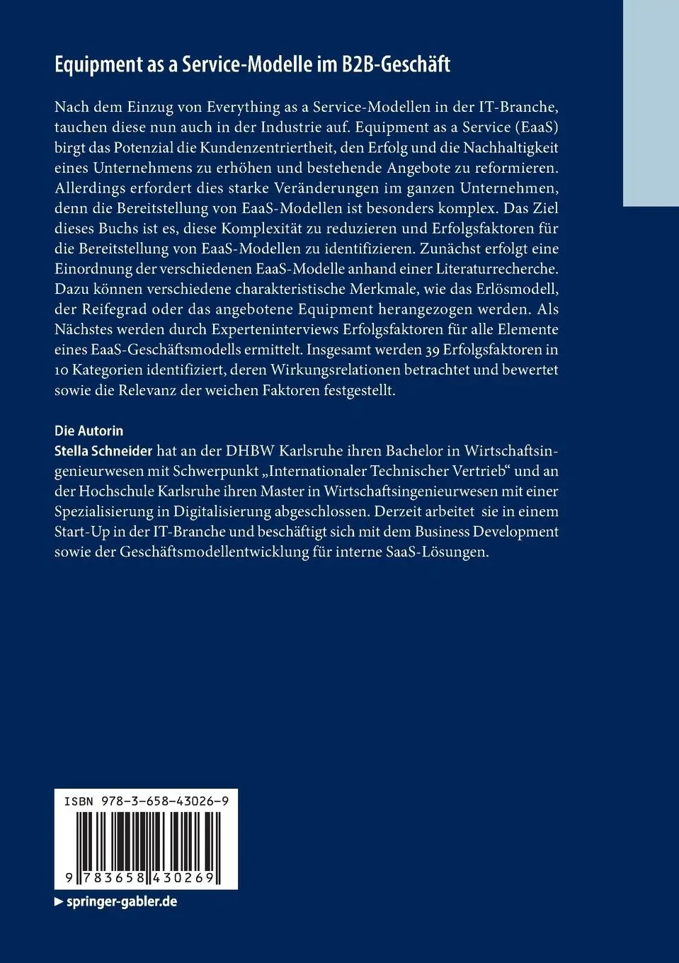 Rückseite: 9783658430269 | Equipment as a Service-Modelle im B2B-Geschäft | Stella Schneider