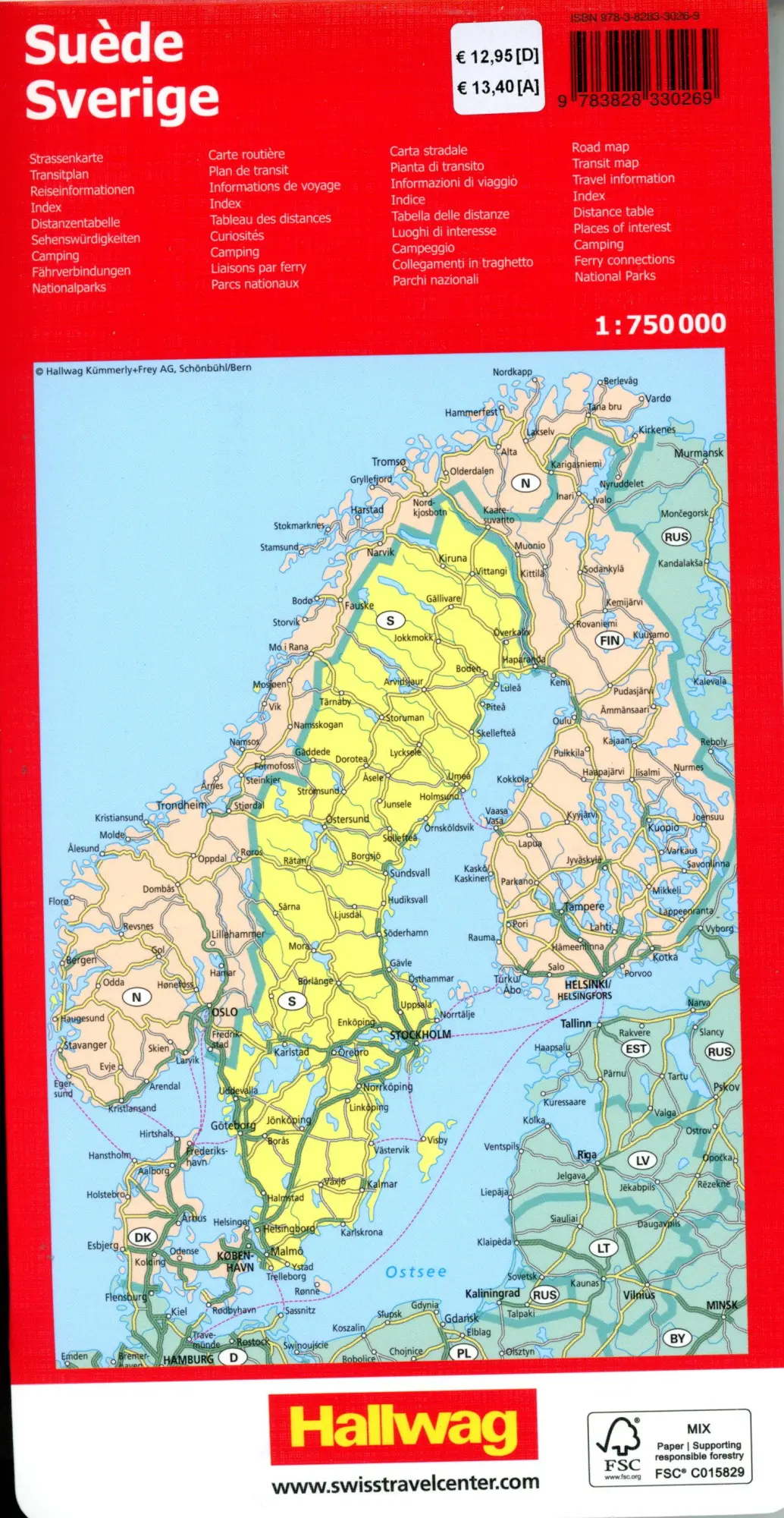 Bild: 9783828330269 | Hallwag Strassenkarte Schweden 1:750.000 | (Land-)Karte | Deutsch