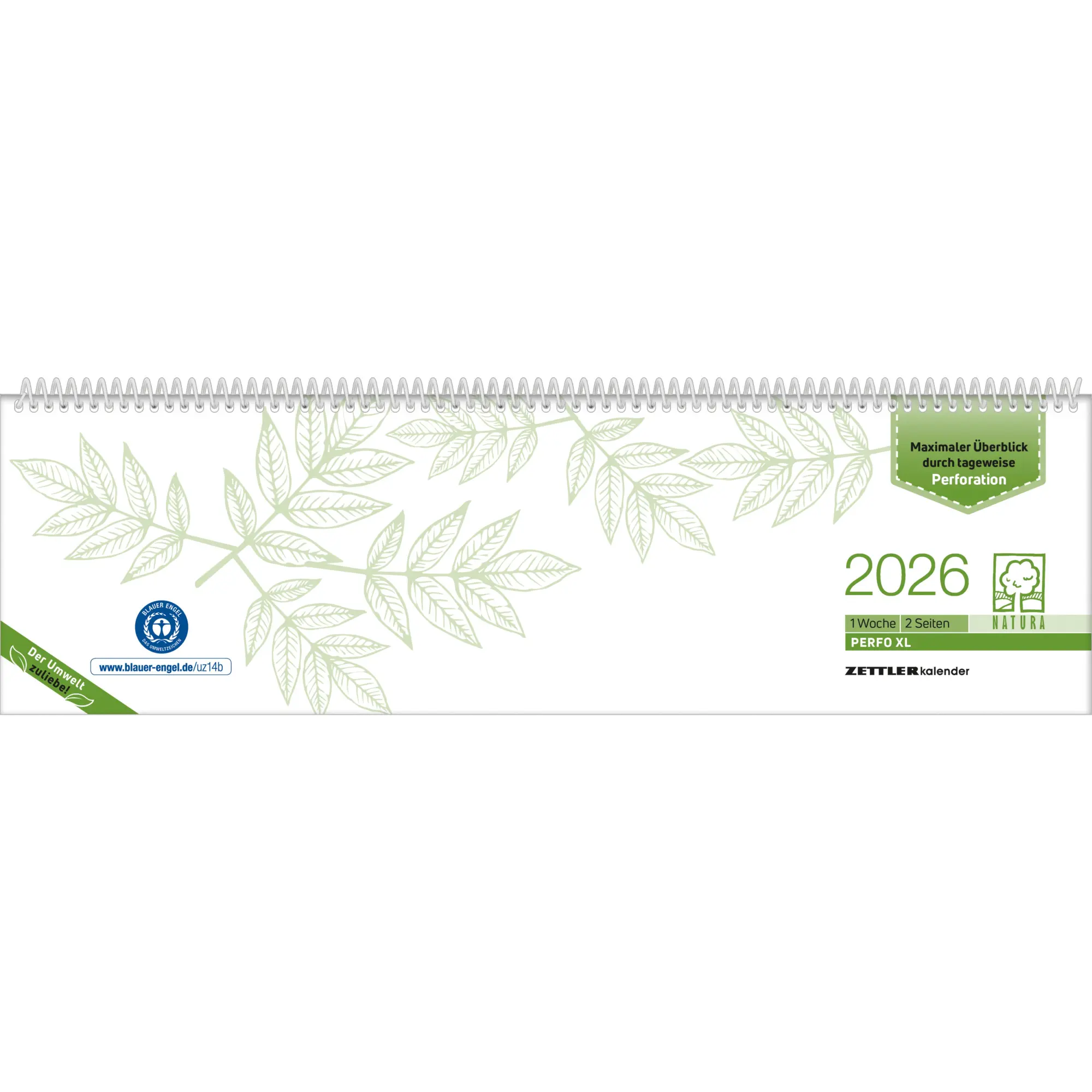 Cover: 4069095000469 | Tischquerkalender Perfo XL Recycling 2026 - 36,2x10,6 cm - 1 Woche...