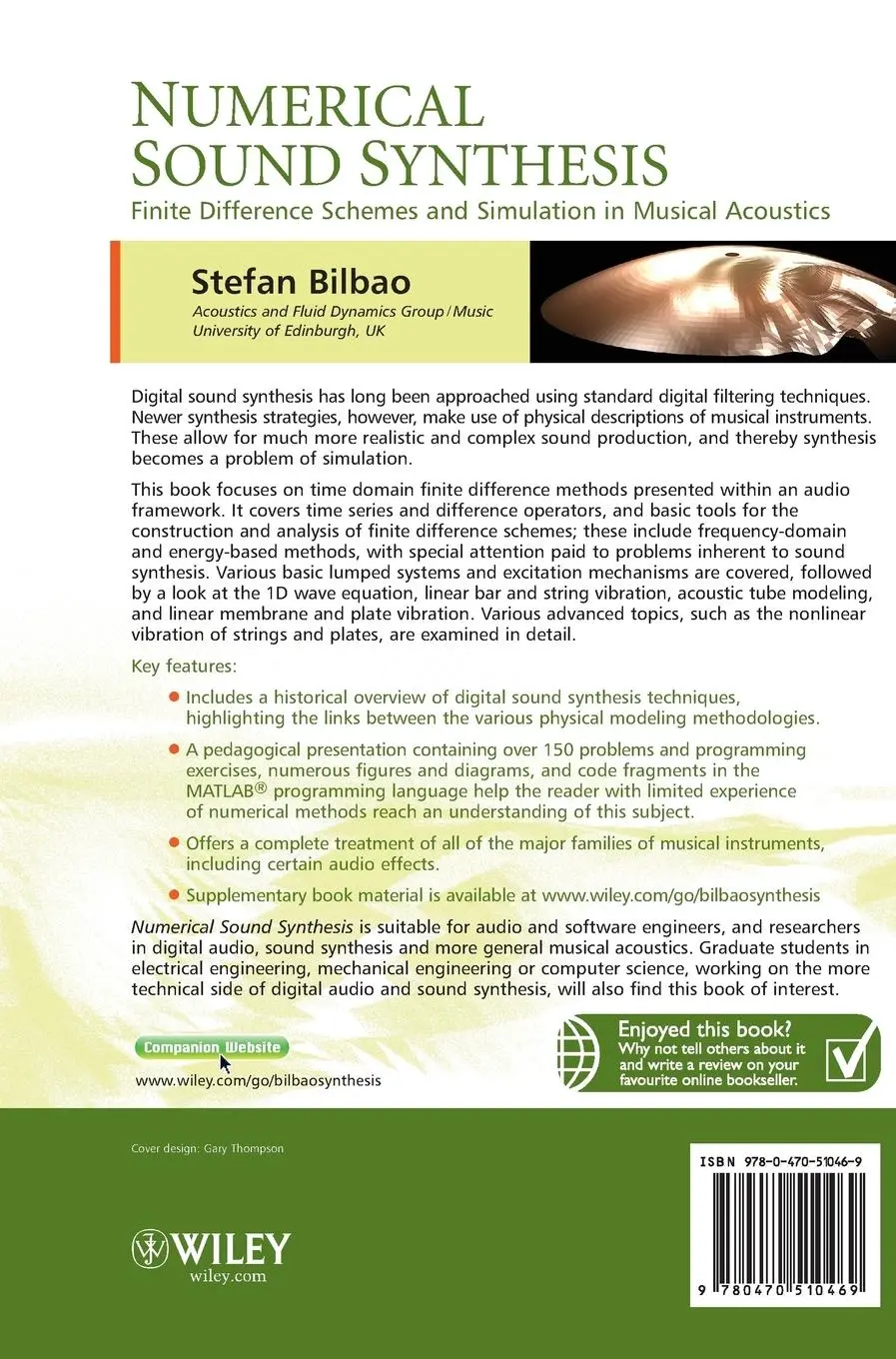Rückseite: 9780470510469 | Numerical Sound Synthesis | Stefan Bilbao | Buch | 456 S. | Englisch