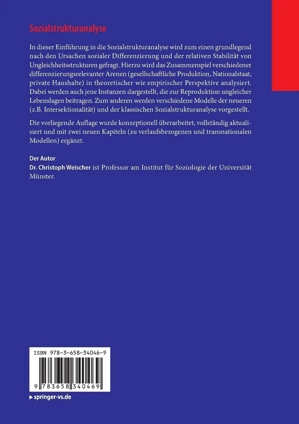 Rückseite: 9783658340469 | Sozialstrukturanalyse | Grundlagen und Modelle | Christoph Weischer
