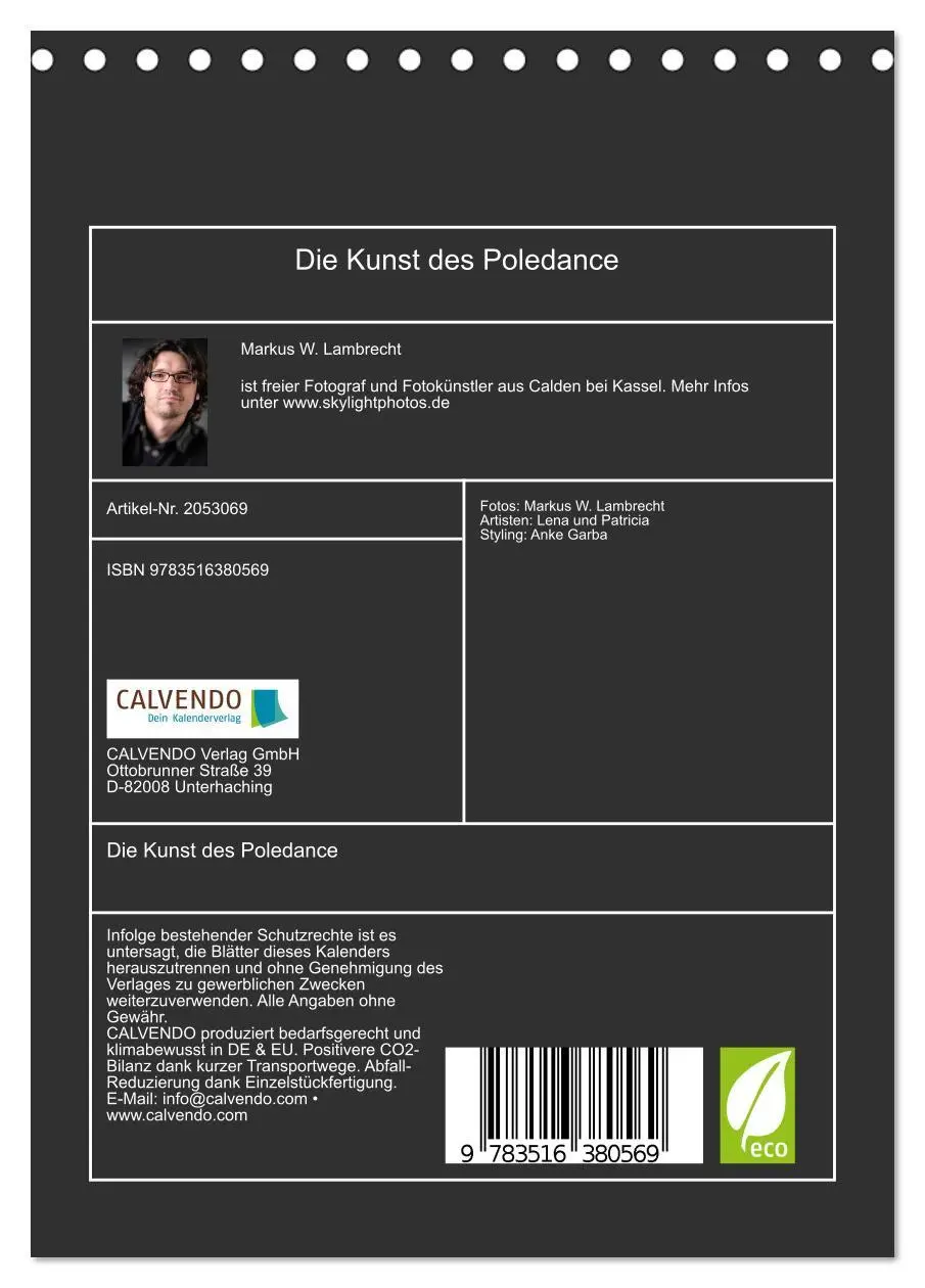 Bild: 9783516380569 | Die Kunst des Poledance (Tischkalender 2026 DIN A5 hoch), CALVENDO...