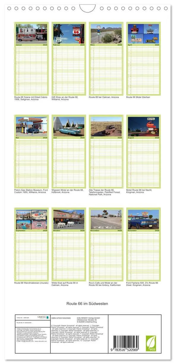Bild: 9783516520569 | Familienplaner 2026 - Route 66 im Südwesten mit 5 Spalten...