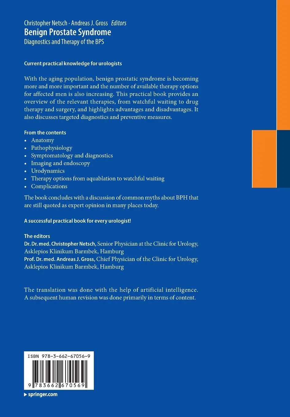 Rückseite: 9783662670569 | Benign Prostate Syndrome | Diagnostics and Therapy of the BPS | Buch