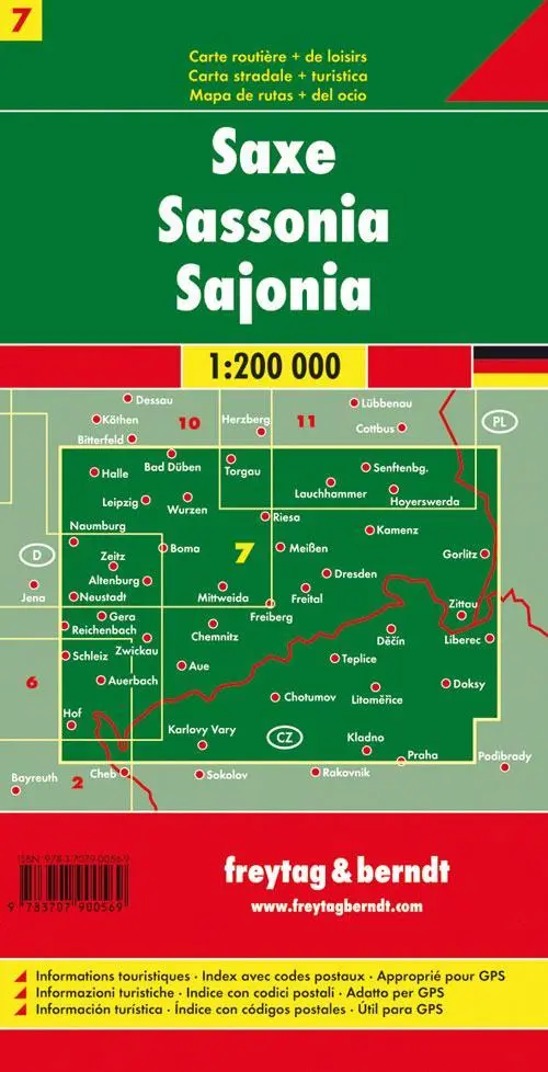 Rückseite: 9783707900569 | Deutschland 07 Sachsen 1 : 200 000 | (Land-)Karte | Deutsch | 2011