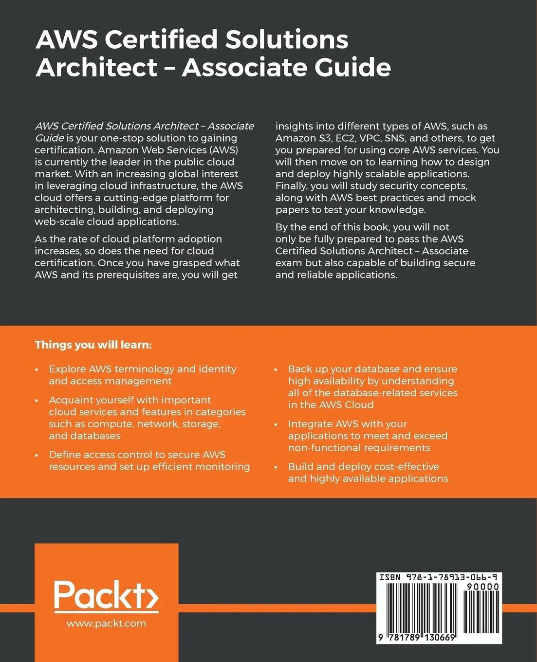 Rückseite: 9781789130669 | AWS Certified Solutions Architect -Associate Guide | Scott (u. a.)