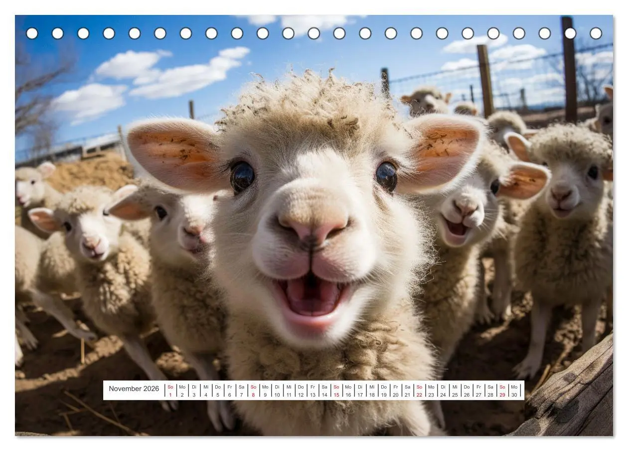 Bild: 9783457420669 | Tier Selfies (Tischkalender 2026 DIN A5 quer), CALVENDO Monatskalender