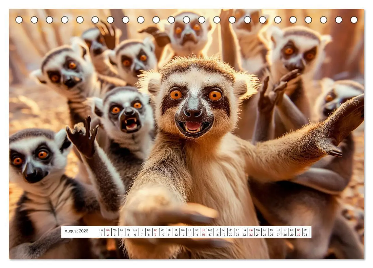 Bild: 9783457420669 | Tier Selfies (Tischkalender 2026 DIN A5 quer), CALVENDO Monatskalender