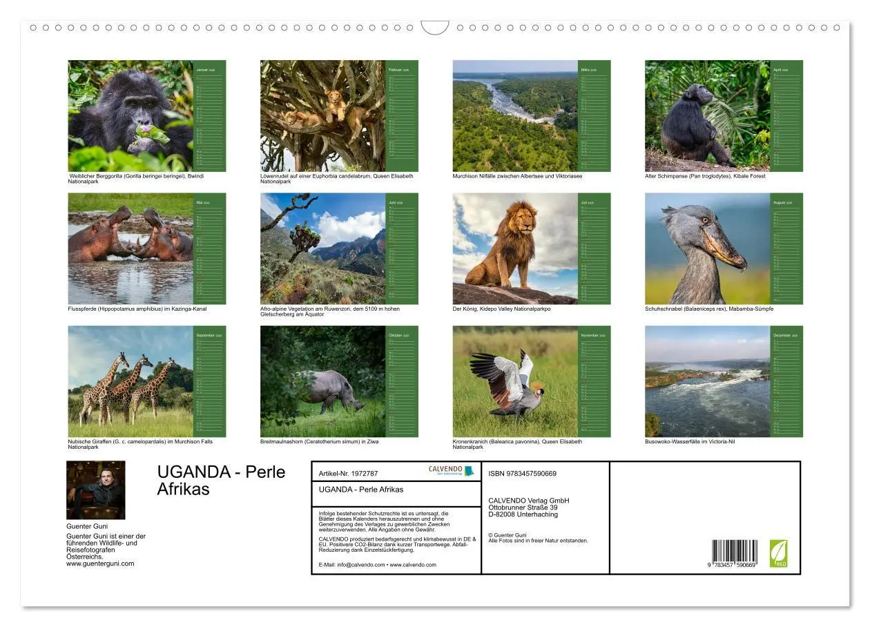 Bild: 9783457590669 | UGANDA - Perle Afrikas (Wandkalender 2026 DIN A2 quer), CALVENDO...