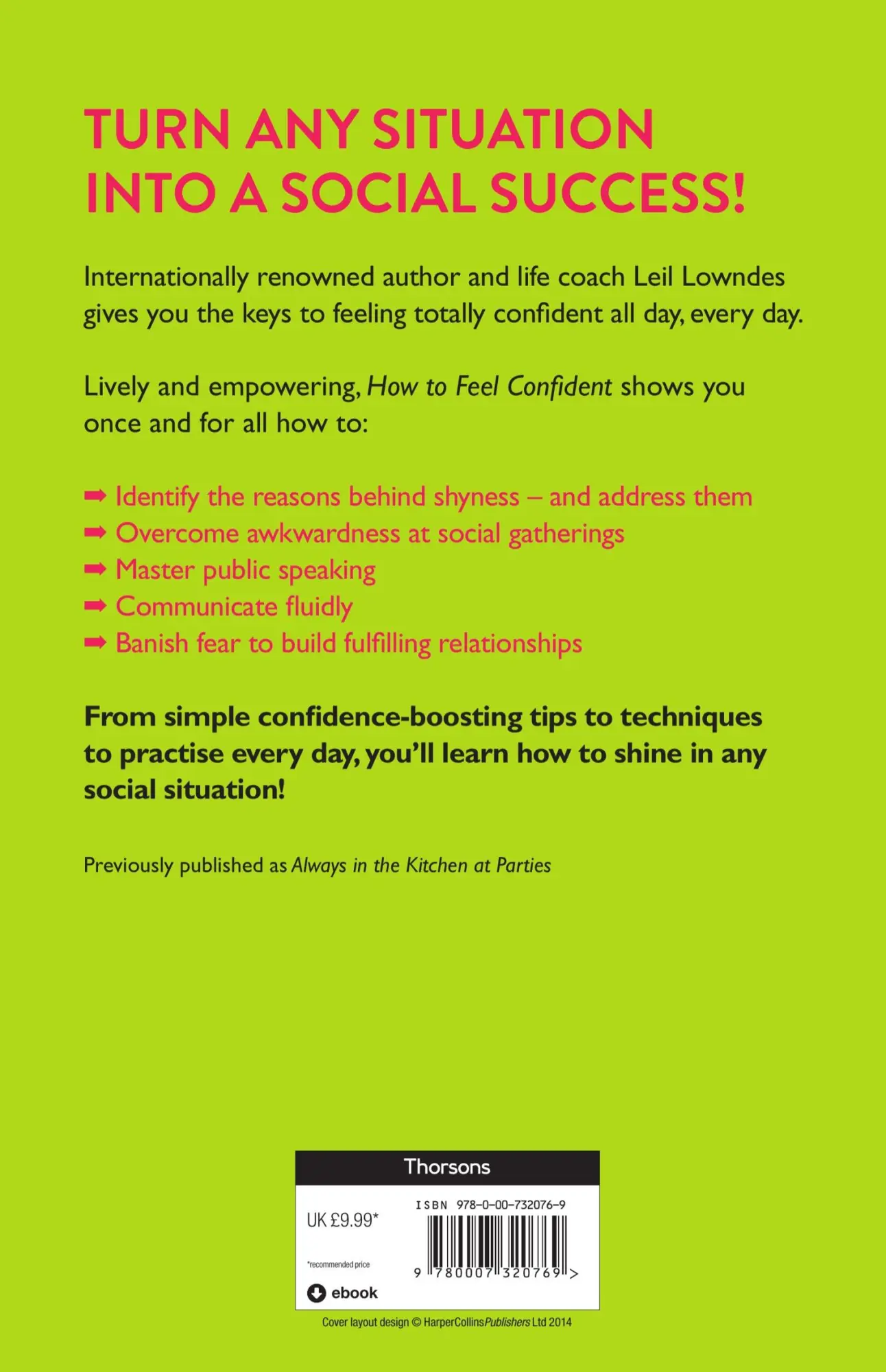 Rückseite: 9780007320769 | How to Feel Confident | Simple Tools for Instant Success | Lowndes