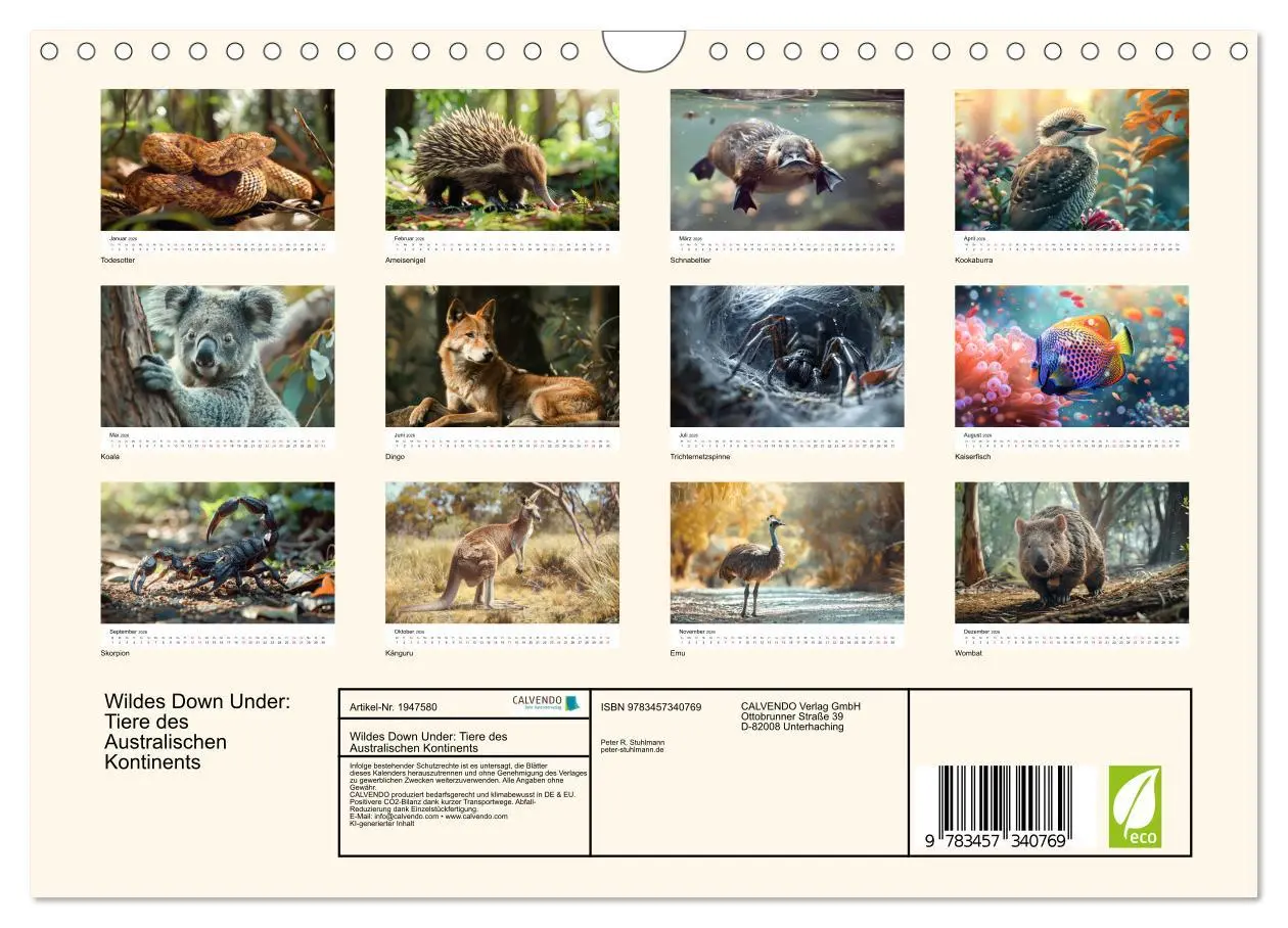 Bild: 9783457340769 | Wildes Down Under: Tiere des Australischen Kontinents (Wandkalender...