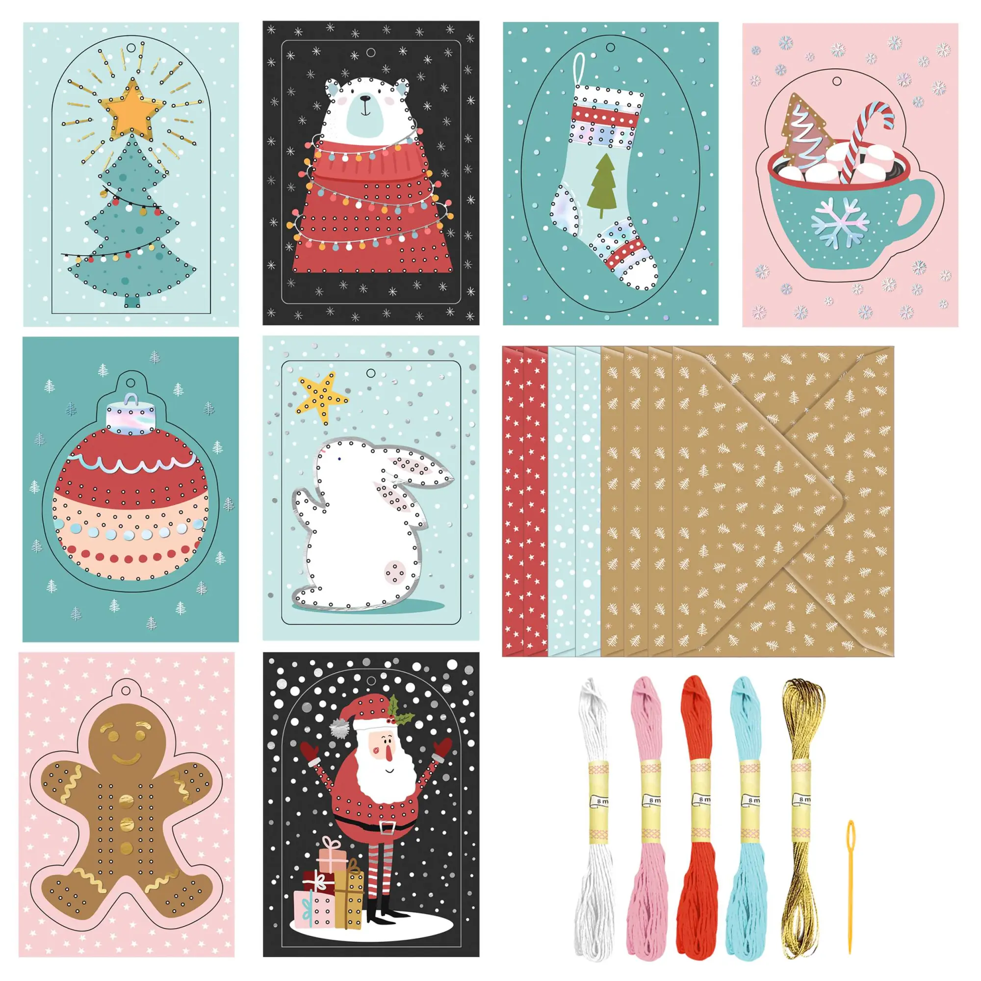 Cover: 4008525250869 | URSUS Sticken Stickkarten Set, Weihnachten, Grußkarten A6 zum...