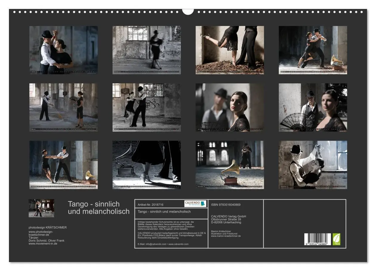 Bild: 9783516040869 | Tango - sinnlich und melancholisch (Wandkalender 2026 DIN A2 quer),...