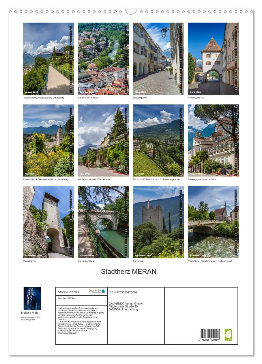 Bild: 9783516420869 | Stadtherz MERAN (Wandkalender 2026 DIN A2 hoch), CALVENDO...