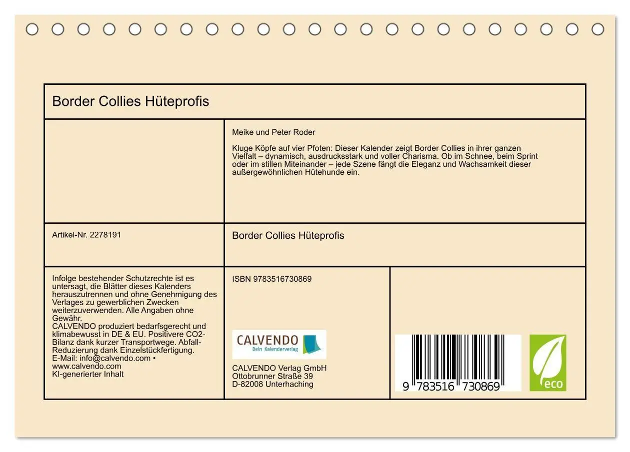 Bild: 9783516730869 | Border Collies Hüteprofis (Tischkalender 2026 DIN A5 quer),...