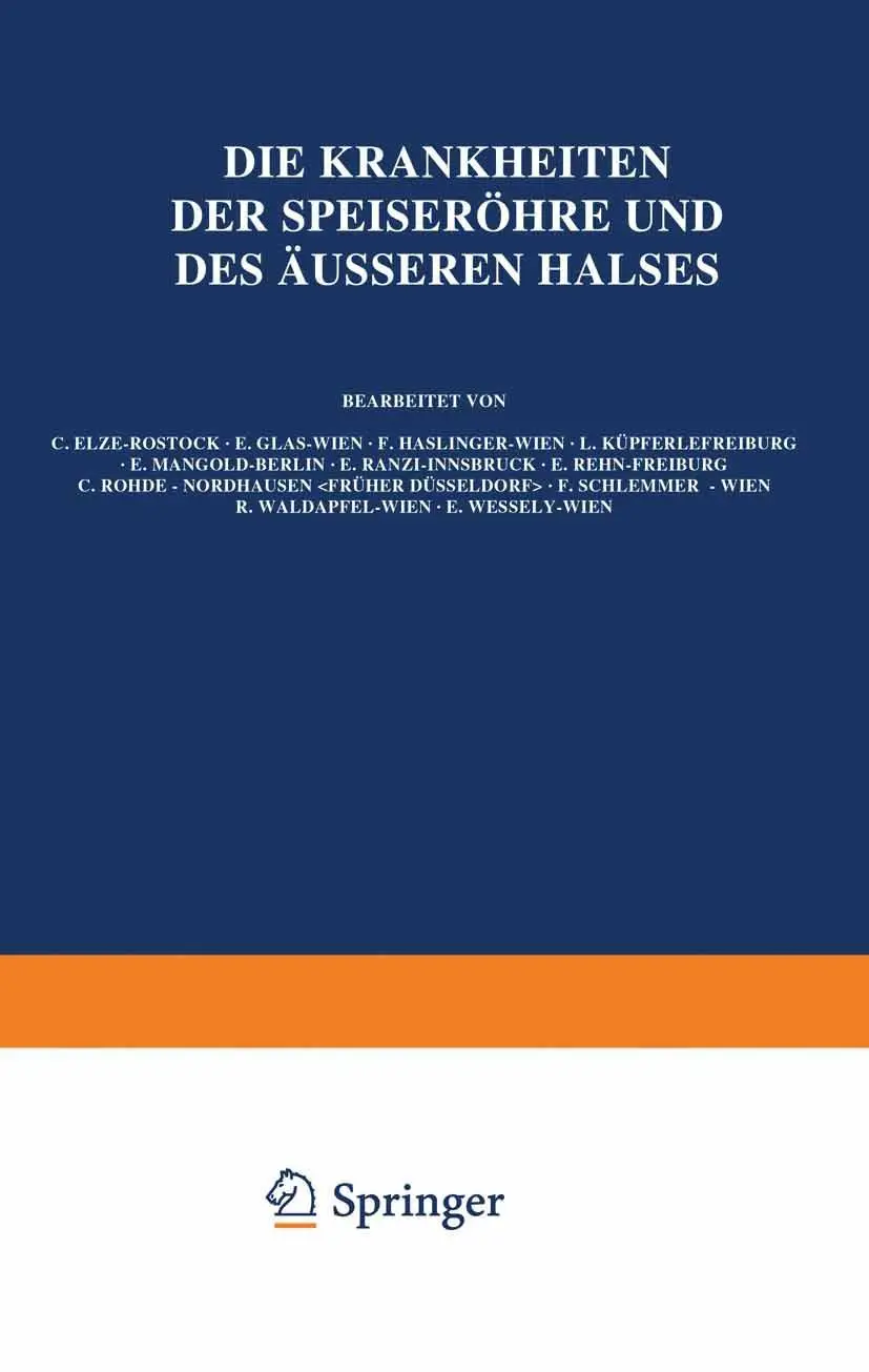 Cover: 9783540010869 | Die Krankheiten der Speiseröhre und des Äusseren Halses | El?e (u. a.)