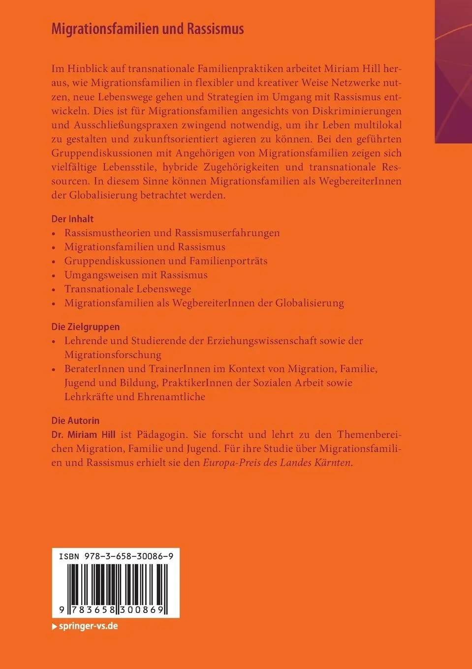 Rückseite: 9783658300869 | Migrationsfamilien und Rassismus | Miriam Hill | Taschenbuch | xiii